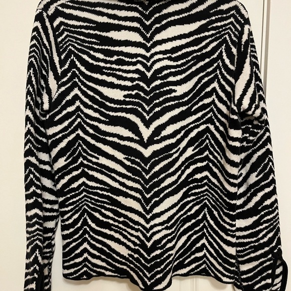 Joan Vaas Women's Zebra Stripe Cotton sweater jacket size M - Picture 5 of 7